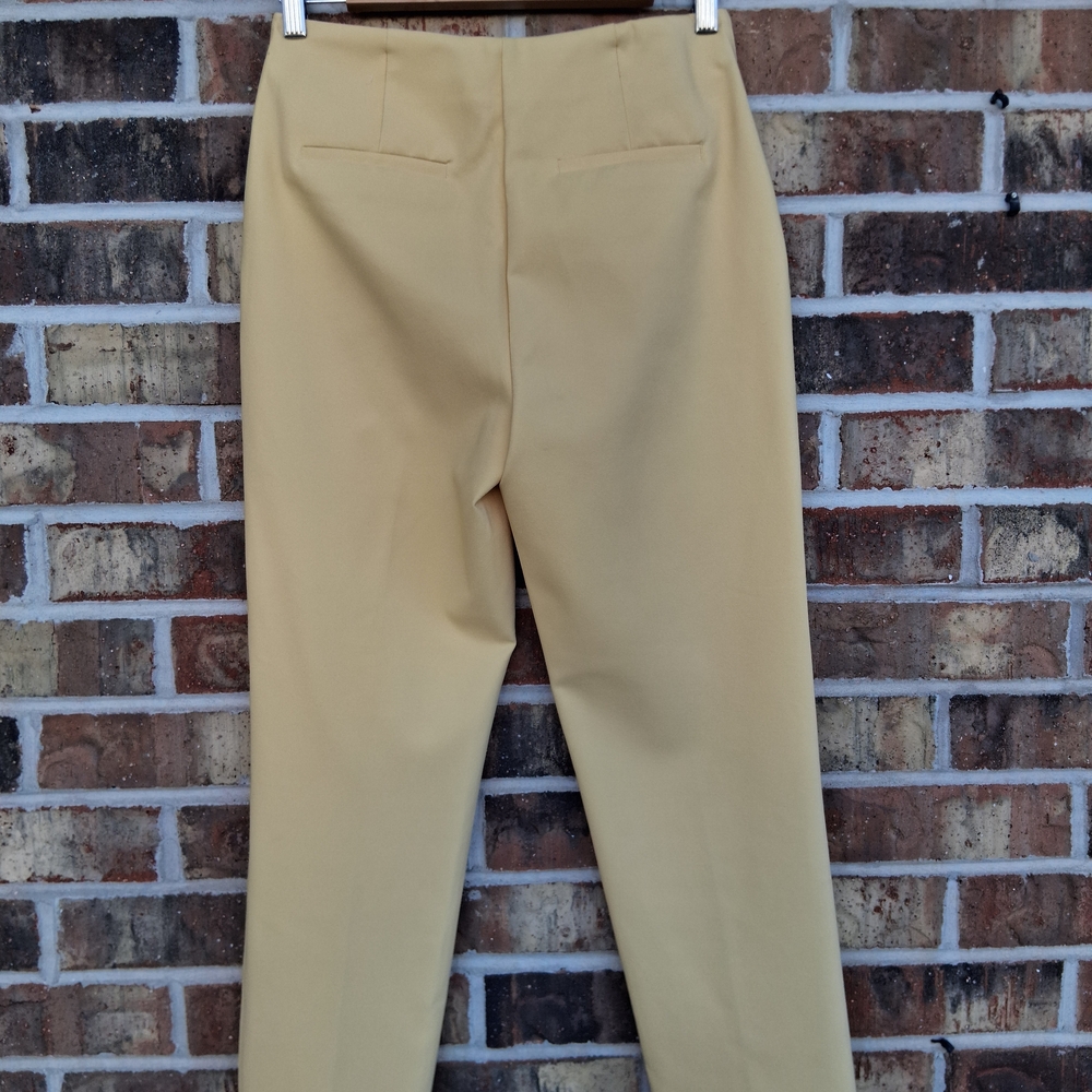 Rachel Zoe Butter Yellow Tailored Ankle Pants Sz 4 Stretch Chic Workwear Classic - Picture 6 of 10